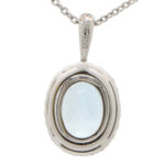 Aquamarine and Diamond Halo Pendant in White Gold