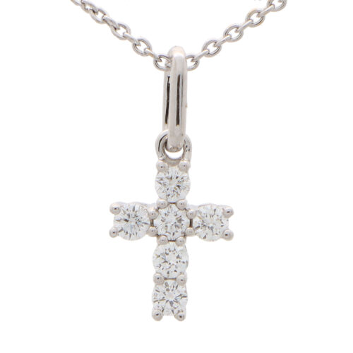 Contemporary Diamond Cross Pendant in White Gold