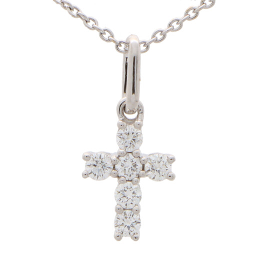 Contemporary Diamond Cross Pendant in White Gold