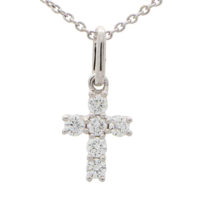Contemporary Diamond Cross Pendant in White Gold