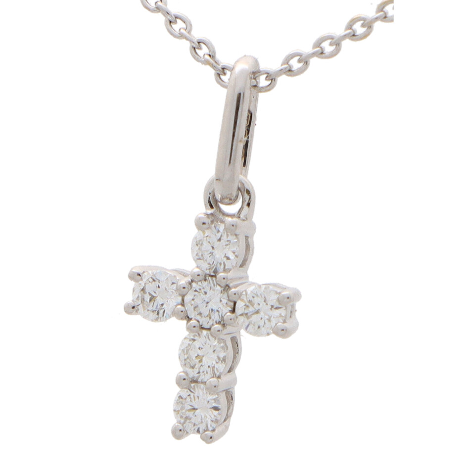 Contemporary Diamond Cross Pendant in White Gold