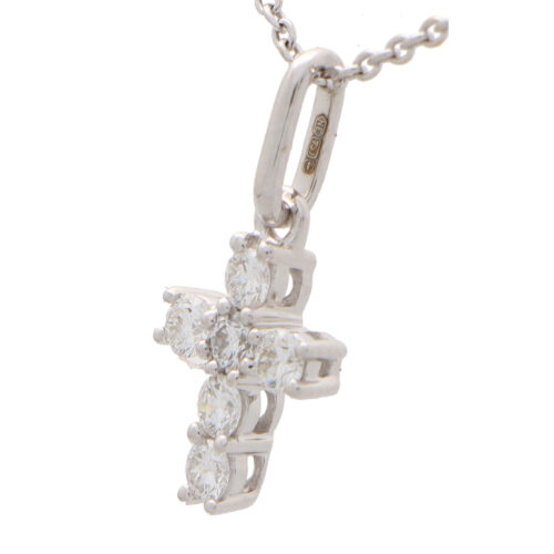 Contemporary Diamond Cross Pendant in White Gold