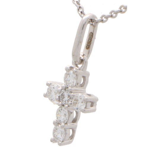Contemporary Diamond Cross Pendant in White Gold