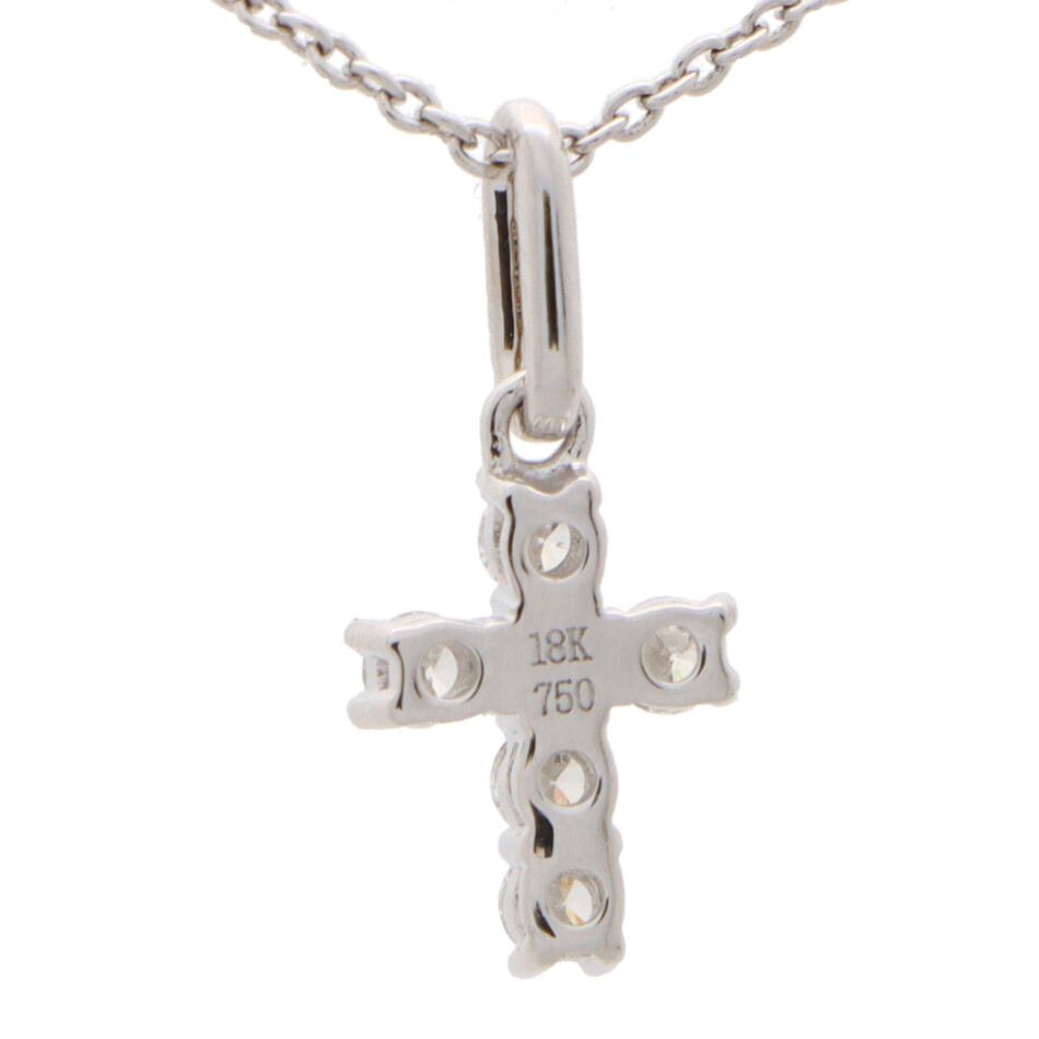 Contemporary Diamond Cross Pendant in White Gold