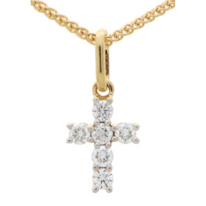 Diamond Cross Pendant in Yellow Gold