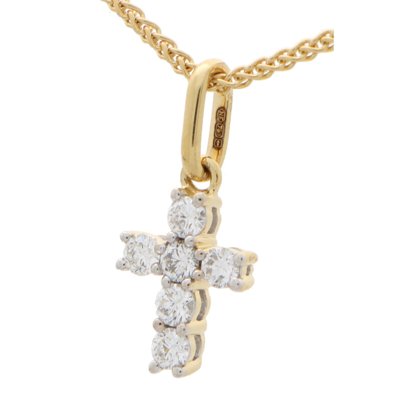Diamond Cross Pendant in Yellow Gold