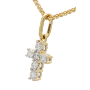 Diamond Cross Pendant in Yellow Gold