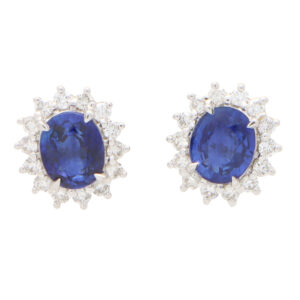 Sapphire and Diamond Cluster Earrings