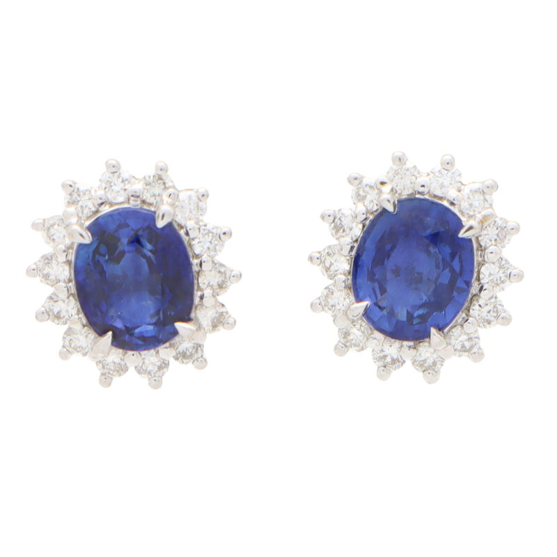 Sapphire and Diamond Cluster Earrings