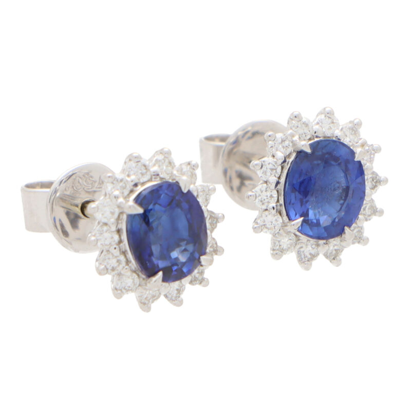 Sapphire and Diamond Cluster Earrings