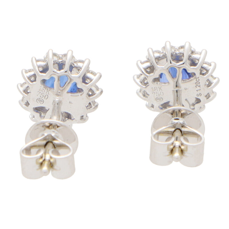 Sapphire and Diamond Cluster Earrings