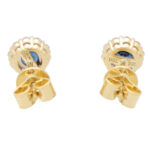 Round Sapphire and Diamond Cluster Earrings in Yellow Gold