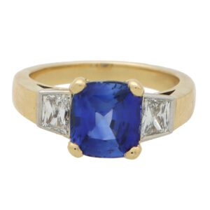 Sapphire and Diamond Three Stone Ring