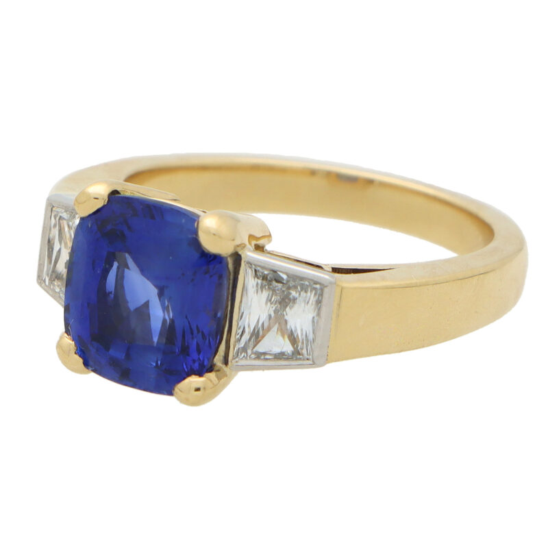 Sapphire and Diamond Three Stone Ring