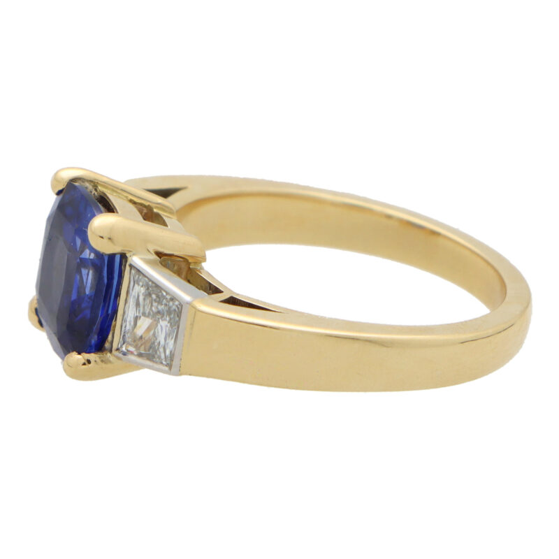 Sapphire and Diamond Three Stone Ring