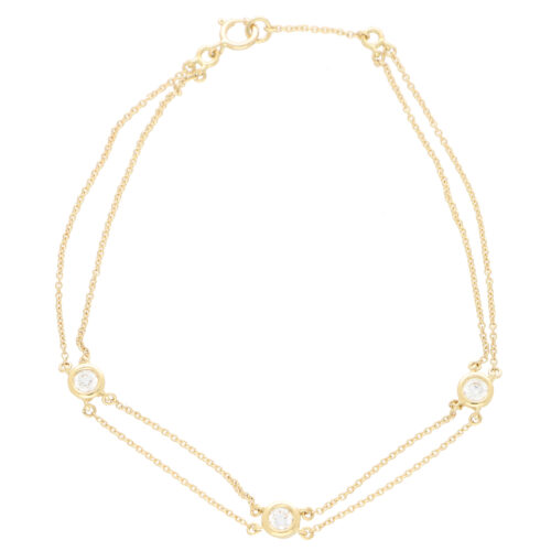 Three Diamond Chain Bracelet in Yellow Gold