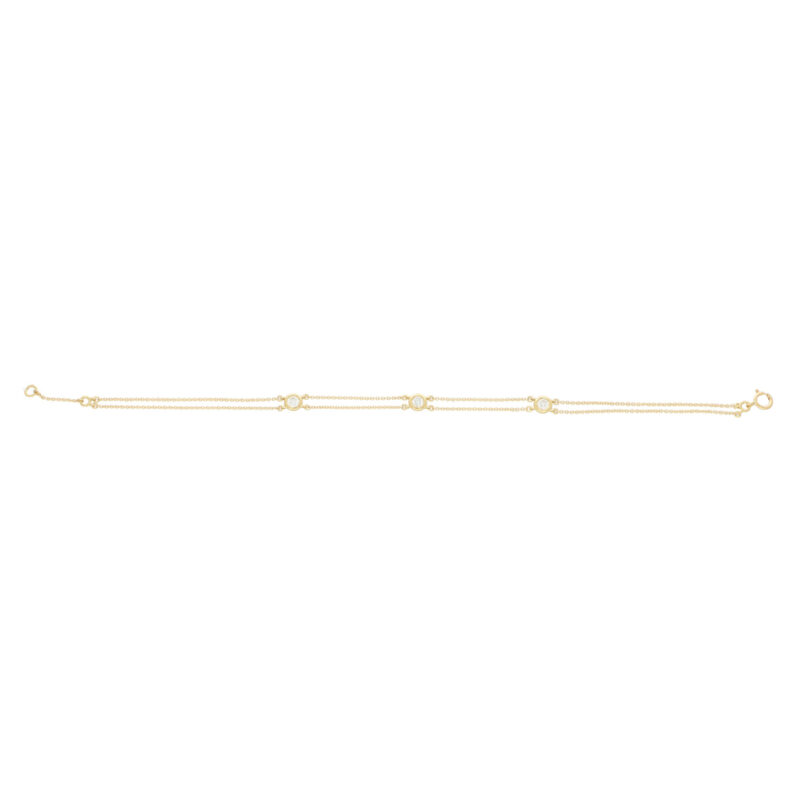 Three Diamond Chain Bracelet in Yellow Gold