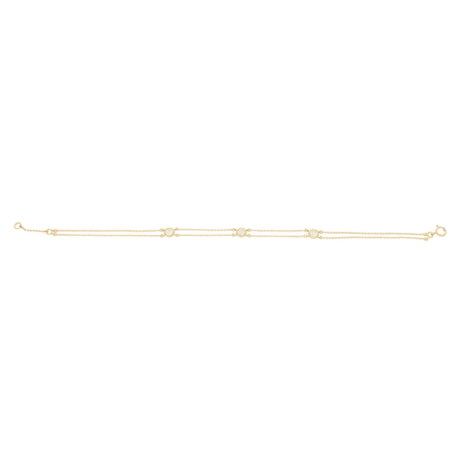 Three Diamond Chain Bracelet in Yellow Gold