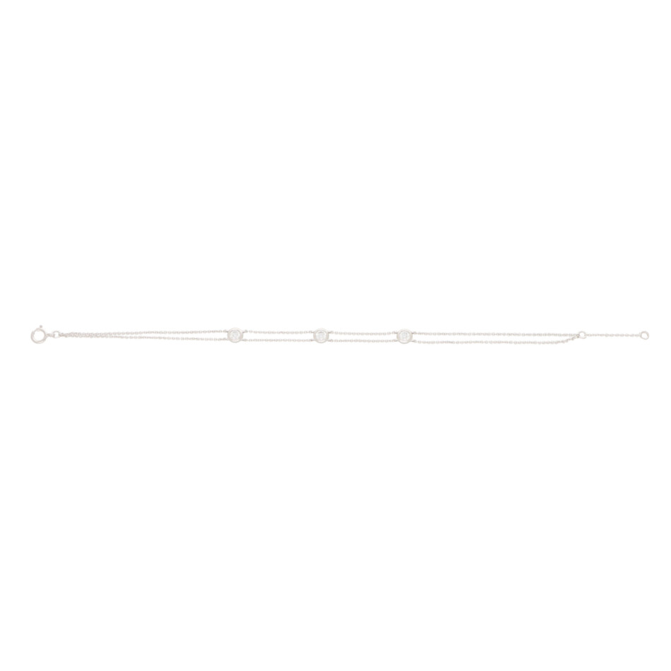 Three Diamond Chain Bracelet in White Gold