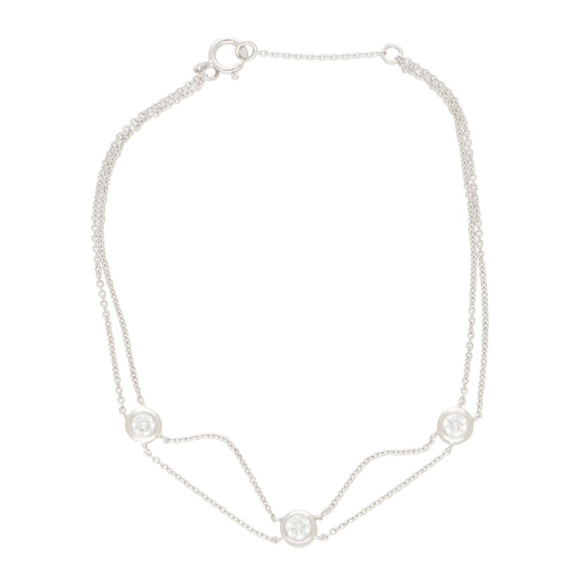 Three Diamond Chain Bracelet in White Gold