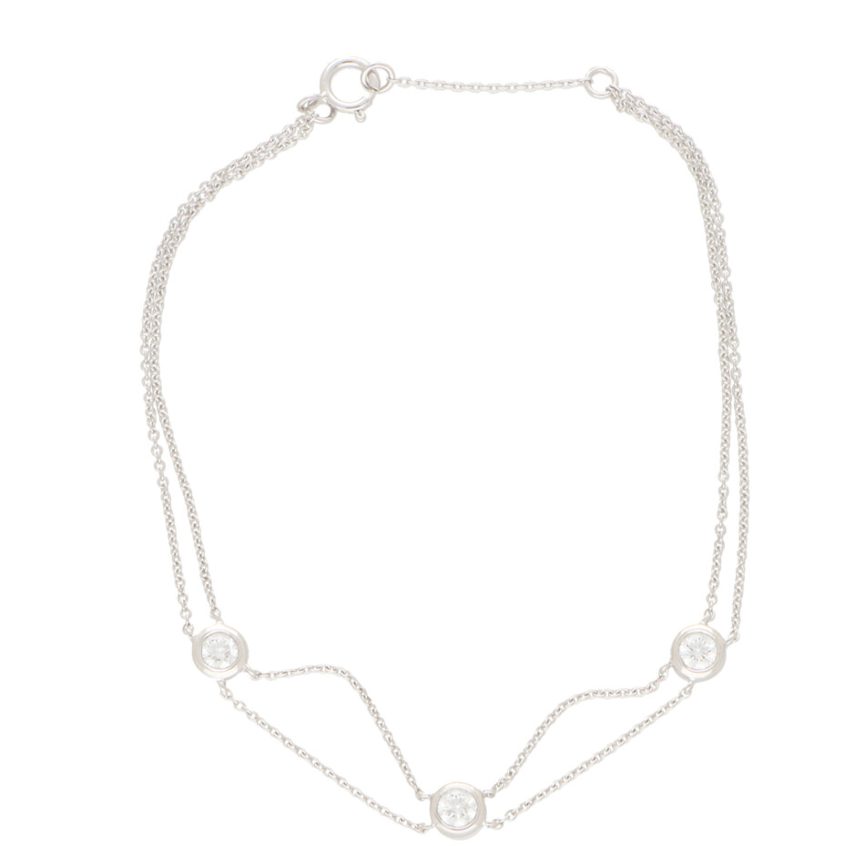 Three Diamond Chain Bracelet in White Gold
