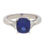 GIA Certified Sapphire and Diamond Trilogy Ring