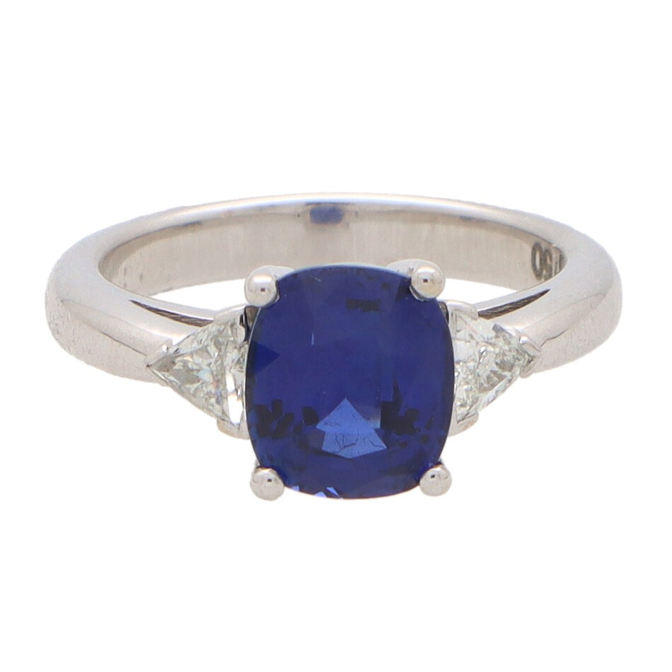 GIA Certified Sapphire and Diamond Trilogy Ring