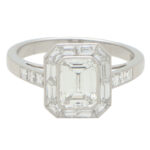 GIA Certified Art Deco Inspired Emerald Cut Diamond Halo Ring