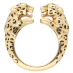 Vintage Cartier Emerald and Enamel Double Panther Head Ring