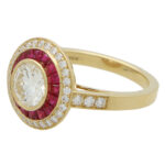 GIA Certified Art Deco Style Ruby and Diamond Target Ring GIA Certified Art Deco Style Ruby and Diamond Target Ring
