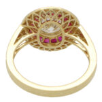 GIA Certified Art Deco Style Ruby and Diamond Target Ring