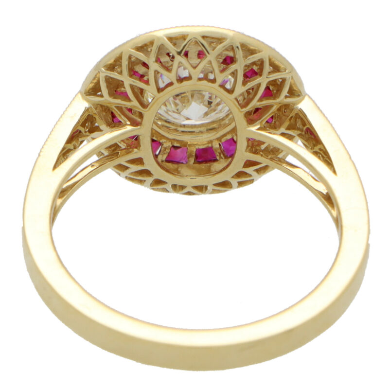 GIA Certified Art Deco Style Ruby and Diamond Target Ring