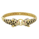 Diamond, Ruby and Enamel Double Headed Tiger Bangle