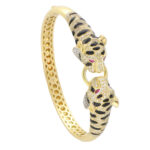 Diamond, Ruby and Enamel Double Headed Tiger Bangle