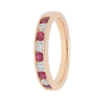 Diamond and Ruby Half Eternity ring in 18K yellow Gold