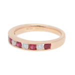 Diamond and Ruby Half Eternity ring in 18K yellow Gold