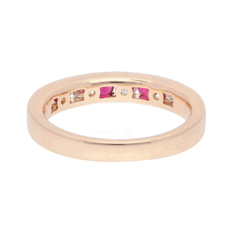 Diamond and Ruby Half Eternity ring in 18K yellow Gold