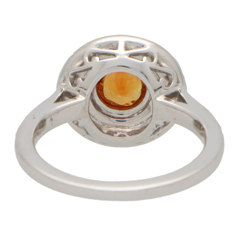 Orange Sapphire and Diamond Double Target Ring