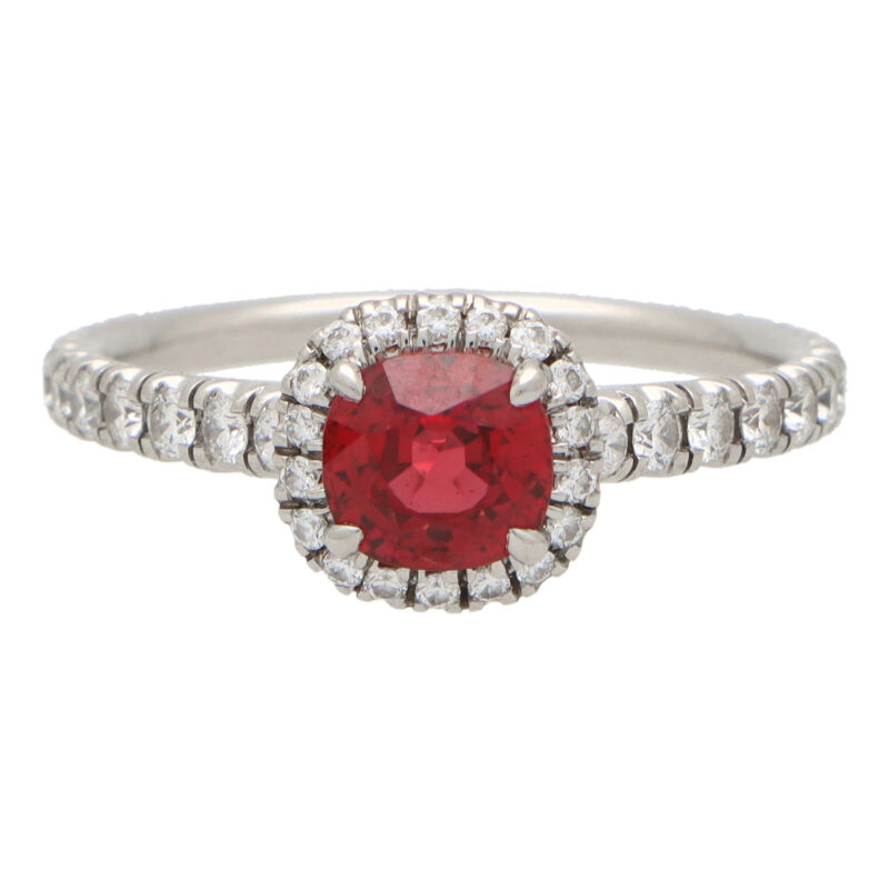 Vintage Cartier Destinée Ruby and Diamond Halo Ring