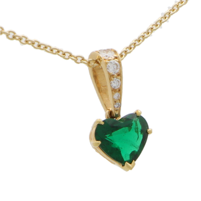 Vintage Cartier Heart Cut Emerald and Diamond Pendant