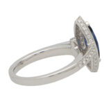 Marquise Cut Blue Sapphire and Diamond Halo Ring