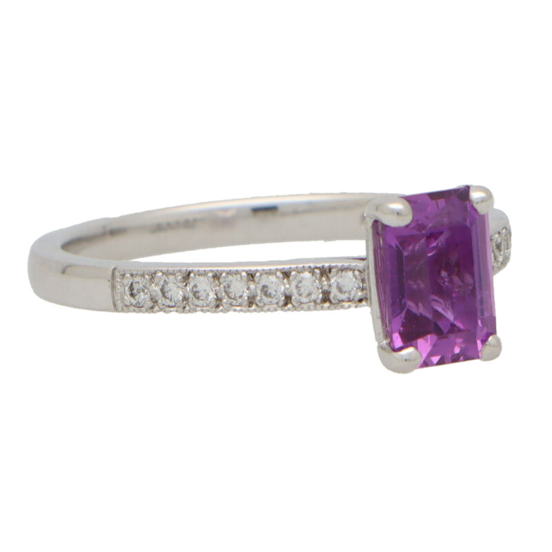 Purple Sapphire and Diamond Solitaire Ring