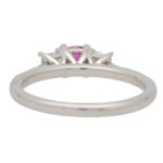 Natural Pink Sapphire and Diamond Three Stone Ring