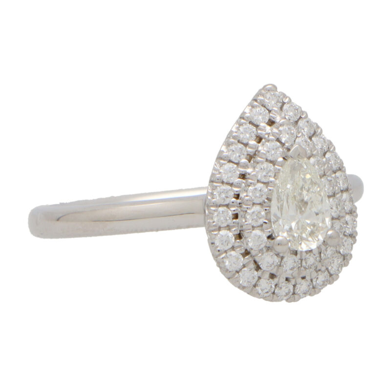 Pear Cut Diamond Double Halo Ring