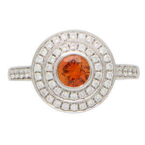 Orange Sapphire and Diamond Double Target Ring