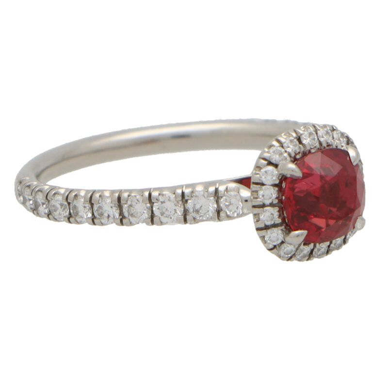 Vintage Cartier Destinée Ruby and Diamond Halo Ring