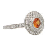 Orange Sapphire and Diamond Double Target Ring