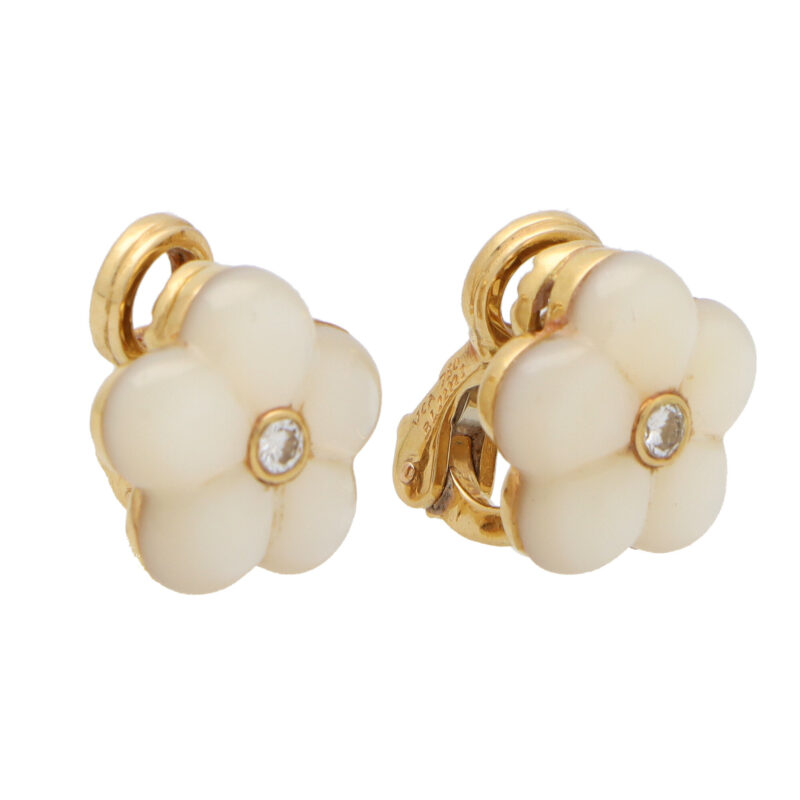 Vintage Van Cleef & Arpels Diamond and Mother of Pearl Earrings