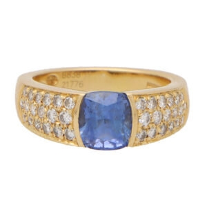 Vintage Boucheron Diamond and Sapphire Bombé Ring