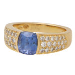 Vintage Boucheron Diamond and Sapphire Bombé Ring